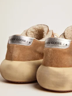 Fashion Space-Star masculino de suede cor tabaco e forro de shearling Space-Star