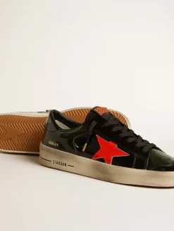 Discount Stardan Feminino de couro envernizado preto e verde com estrela laranja MULHER Stardan