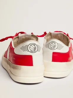 Best Sale Stardan feminino de couro branco e vermelho MULHER Stardan