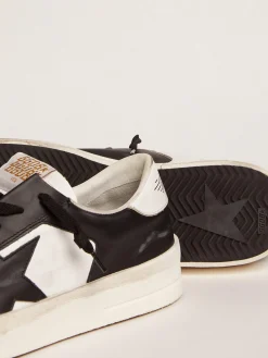 Online Stardan masculino de couro branco e preto Stardan