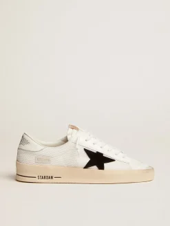 Hot Stardan masculino de tela branca com estrela de suede preto Stardan