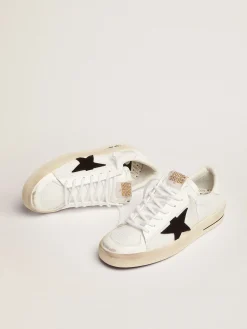 Hot Stardan masculino de tela branca com estrela de suede preto Stardan