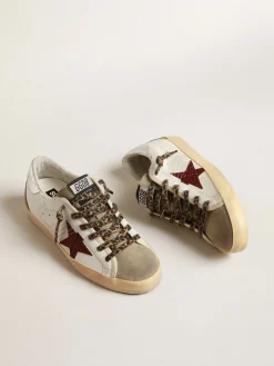Discount Super-Star com estrela de glitter bordô e talão prateado MULHER Super-Star