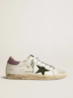 Sale Super-Star com estrela de suede com estampa de píton verde e talão roxo MULHER Super-Star