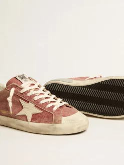 Store Super-Star de couro vermelho com estrela e talão de nubuk na cor creme Super-Star