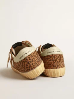 Hot Super-Star de suede, estampa de leopardo e estrela de couro creme MULHER Super-Star