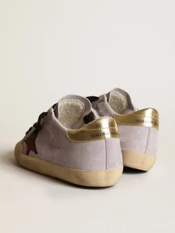 Clearance Super-Star de suede lilás com estrela marrom e talão dourado MULHER Super-Star