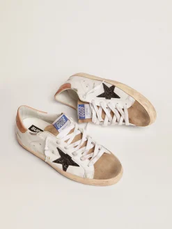 Clearance Super-Star feminino com estrela de glitter preto e talão rosa MULHER Super-Star