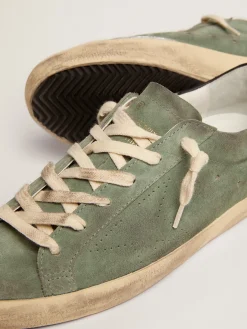 Best Sale Super-Star feminino de suede verde-militar com estrela perfurada MULHER Super-Star