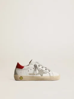 Clearance Super-Star Junior com estrela de suede e talão de couro vermelho Meninas pequenas (1-3 anos)|Meninos pequenos (1-3 anos)