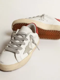 Clearance Super-Star Junior com estrela de suede e talão de couro vermelho Meninas pequenas (1-3 anos)|Meninos pequenos (1-3 anos)