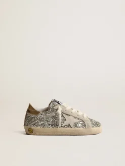 Best Sale Super-Star Junior de glitter com estrela de suede e talão dourado Meninas pequenas (1-3 anos)
