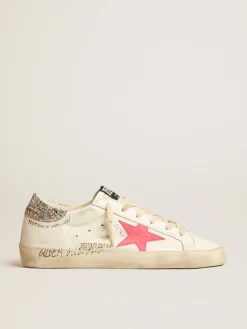 Shop Super-Star LTD com estrela de suede cor lagosta fluorescente e talão de glitter MULHER Super-Star