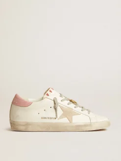 Hot Super-Star LTD com estrela de suede bege e talão rosa MULHER Super-Star
