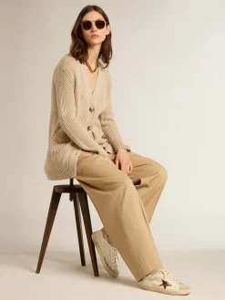 Outlet Super-Star LTD de lona e couro com estrela de cavalinho leopardo MULHER Super-Star