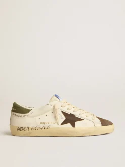 Outlet Super-Star LTD de napa com estrela de suede marrom e talão verde Super-Star