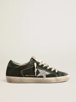 Clearance Super-Star LTD de suede verde com estrela de glitter prateado MULHER Super-Star