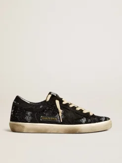 Flash Sale Super-Star Masculino de veludo e suede pretos com estrela de suede preto Super-Star