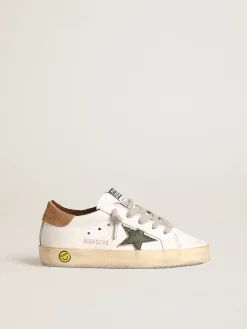 Clearance Super-Star Young com estrela de napa verde e talão de suede marrom Meninos (4-10 anos)