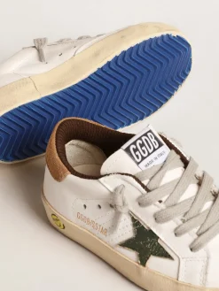 Clearance Super-Star Young com estrela de napa verde e talão de suede marrom Meninos (4-10 anos)