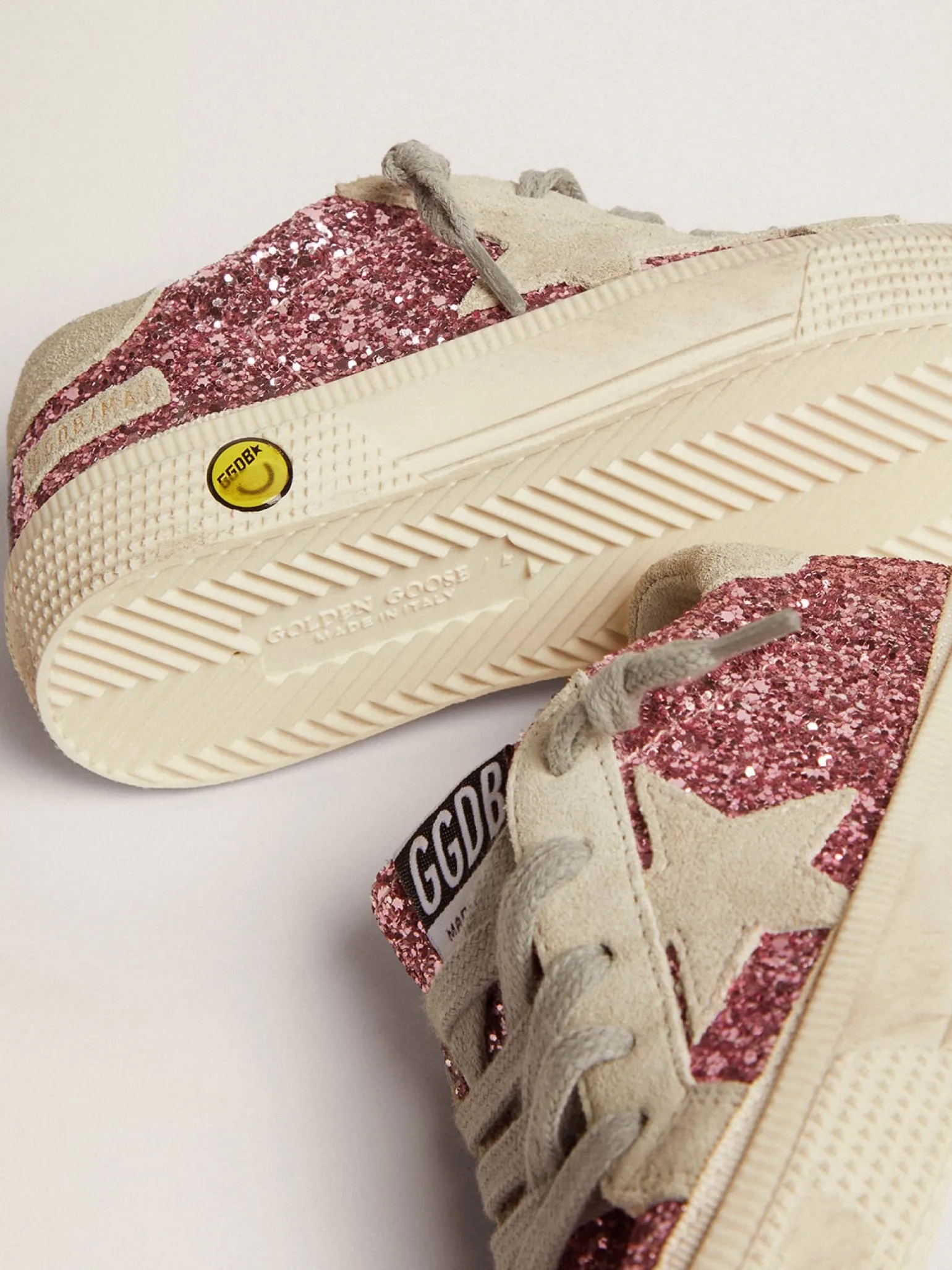 Best Sale Tênis May de glitter rosa com estrela e talão de suede cinza gelo Meninas (4-10 anos)