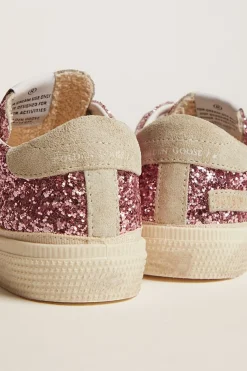 Fashion Tênis May de glitter rosa com estrela e talão de suede cinza gelo Meninas pequenas (1-3 anos)