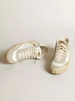 Best Sale Tênis Mid Star feminino com inserções de suede cinza-gelo e estrela de couro branco MULHER Mid Star