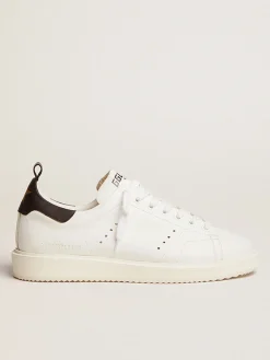 Discount Tênis Starter de couro branco com talão de couro preto Starter