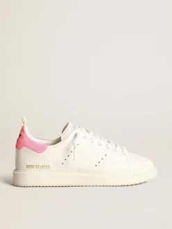 Cheap Tênis Starter em napa branca com talão de suede rosa MULHER Starter