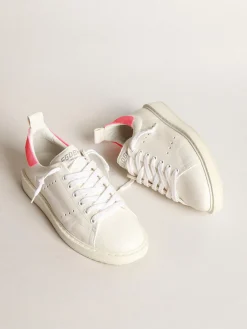 Cheap Tênis Starter em napa branca com talão de suede rosa MULHER Starter