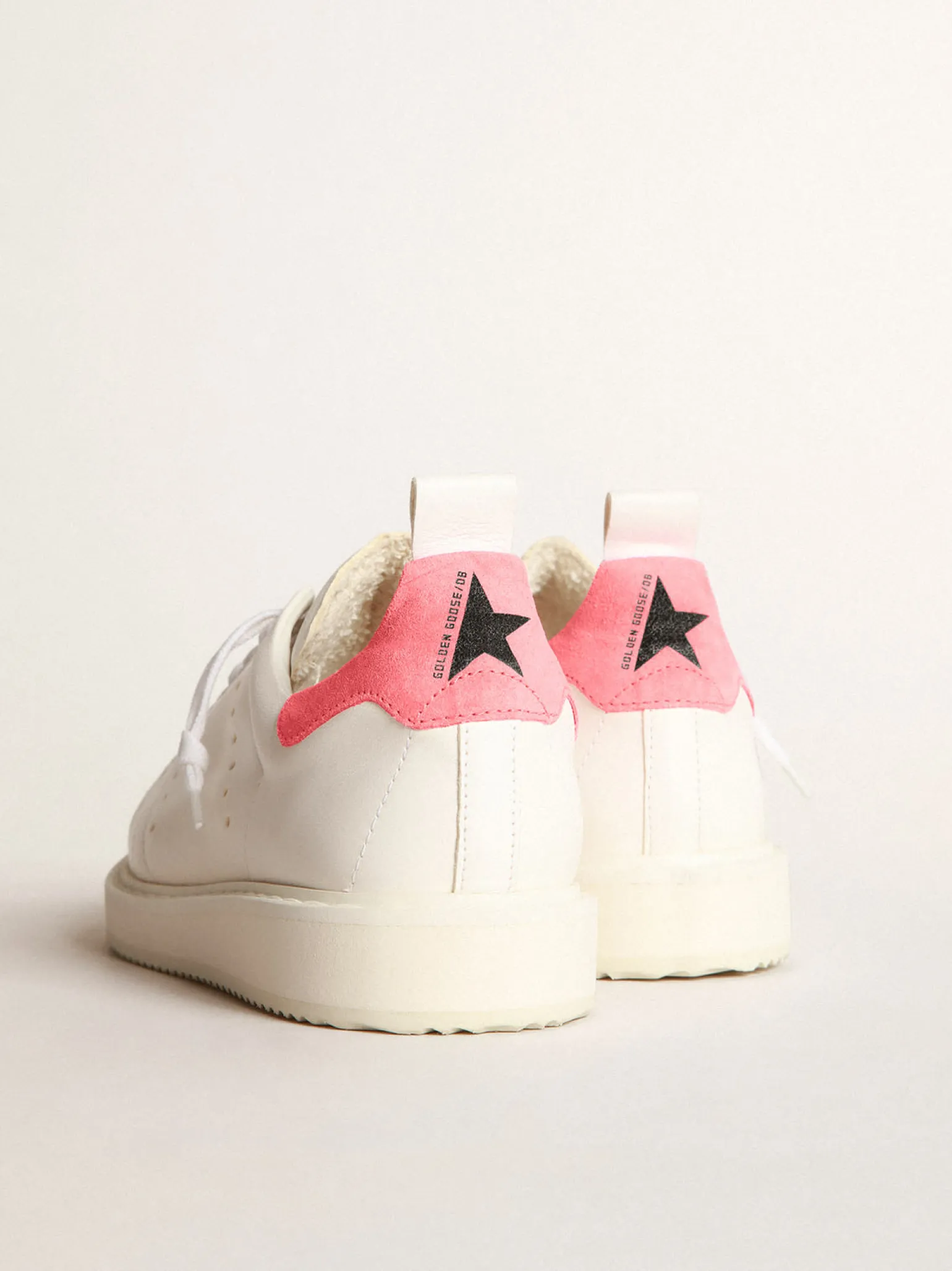 Cheap Tênis Starter em napa branca com talão de suede rosa MULHER Starter