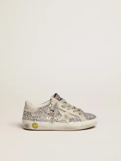 Best Tênis Super-Star Junior com glitter prateado e detalhes de suede Meninas pequenas (1-3 anos)