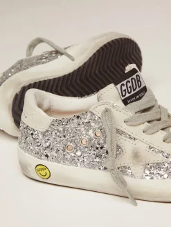 Best Tênis Super-Star Junior com glitter prateado e detalhes de suede Meninas pequenas (1-3 anos)