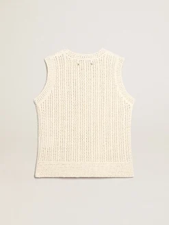 Flash Sale Top sem manga de tricô cor de papiro MULHER Camisetas
