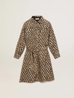 Best Vestido chemise infantil feminino com estampa animal print e fio coupé Roupas de cima (4-12 years)