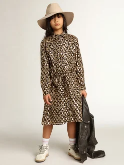 Best Vestido chemise infantil feminino com estampa animal print e fio coupé Roupas de cima (4-12 years)