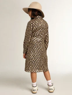 Best Vestido chemise infantil feminino com estampa animal print e fio coupé Roupas de cima (4-12 years)