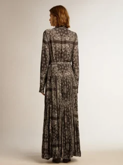 Shop Vestido chemise na cor antracite com estampa caxemira MULHER Vestidos e macacões