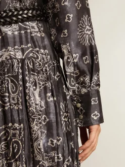 Shop Vestido chemise na cor antracite com estampa caxemira MULHER Vestidos e macacões