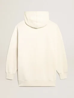 Fashion Vestido de moletom branco com capuz e patch Golden MULHER Vestidos e macacões