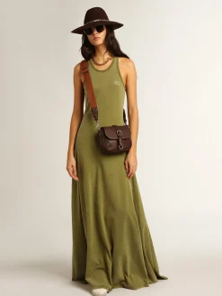 Cheap Vestido regata cor de pesto MULHER Vestidos e macacões