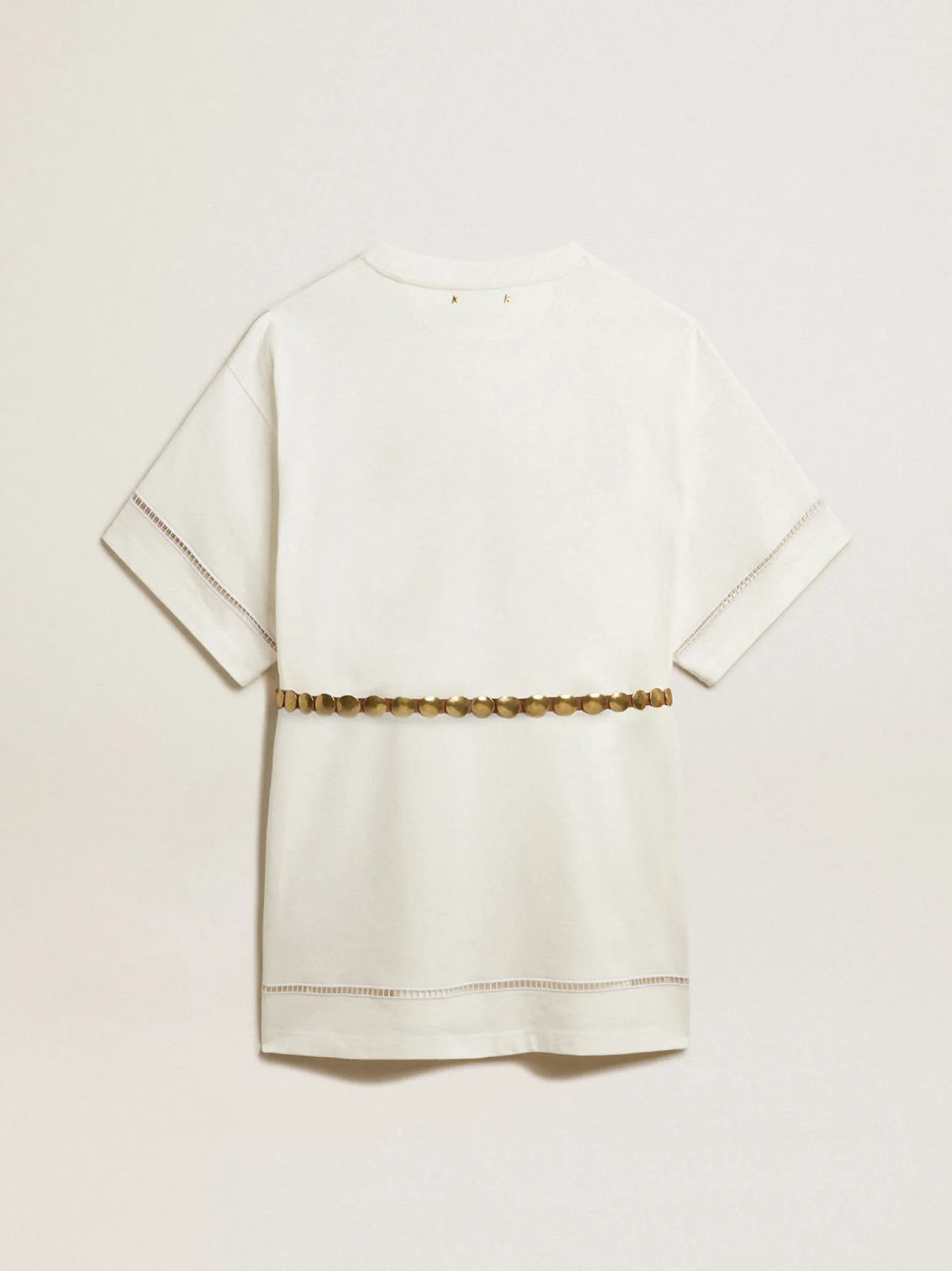 Shop Vestido t-shirt de algodão branco com cinto MULHER Beachwear|Vestidos e macacões