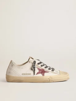 Online V-Star com estrela de glitter rosa e talão de couro metálico MULHER Beachwear|V-Star
