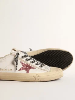 Online V-Star com estrela de glitter rosa e talão de couro metálico MULHER Beachwear|V-Star