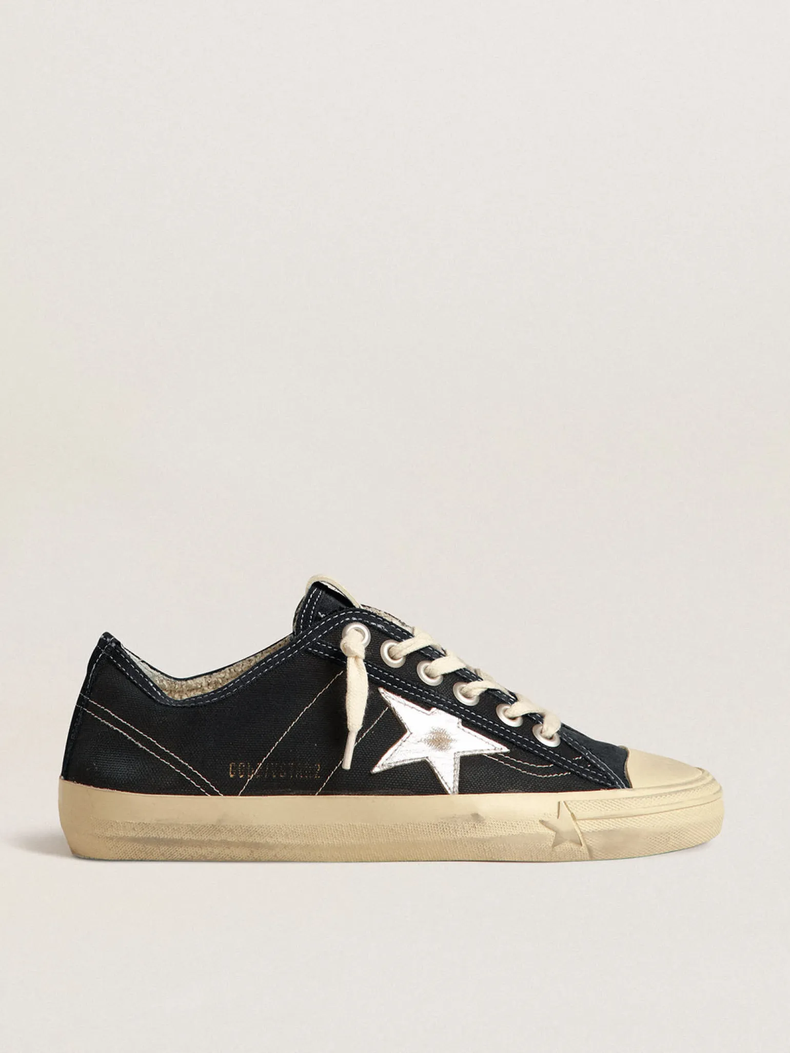 Sale V-Star de lona azul-marinho, estrela de couro metálico prateado MULHER V-Star