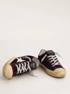Cheap V-Star Feminino LTD de veludo roxo com estrela de couro branco MULHER V-Star