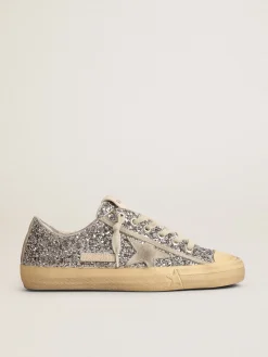 Fashion V-Star LTD feminino em glitter prateado com estrela de suede cinza gelo MULHER V-Star