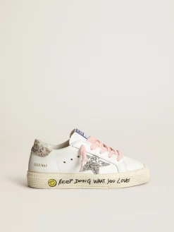 Store Young May com estrela de glitter prateado e talão estampa de leopardo Meninas (4-10 anos)