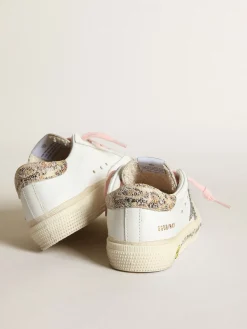 Store Young May com estrela de glitter prateado e talão estampa de leopardo Meninas (4-10 anos)